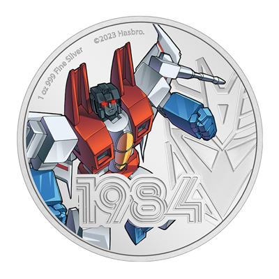 A picture of a 1 oz Transformers - Starscream Silver Coin (2023)
